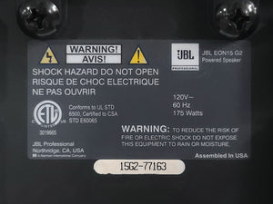 (2) JBL EON15-G2 15" 2-Way Passive Speaker