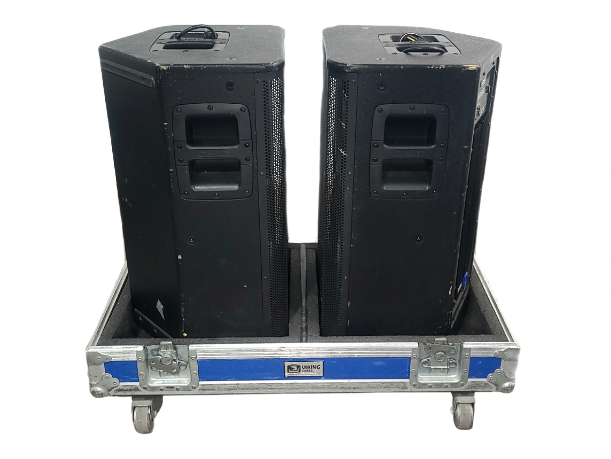 (2) QSC HPR122i 12" Two-Way Powered Speakers in Wheeled Road Case
