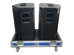 (2) QSC HPR122i 12" Two-Way Powered Speakers in Wheeled Road Case