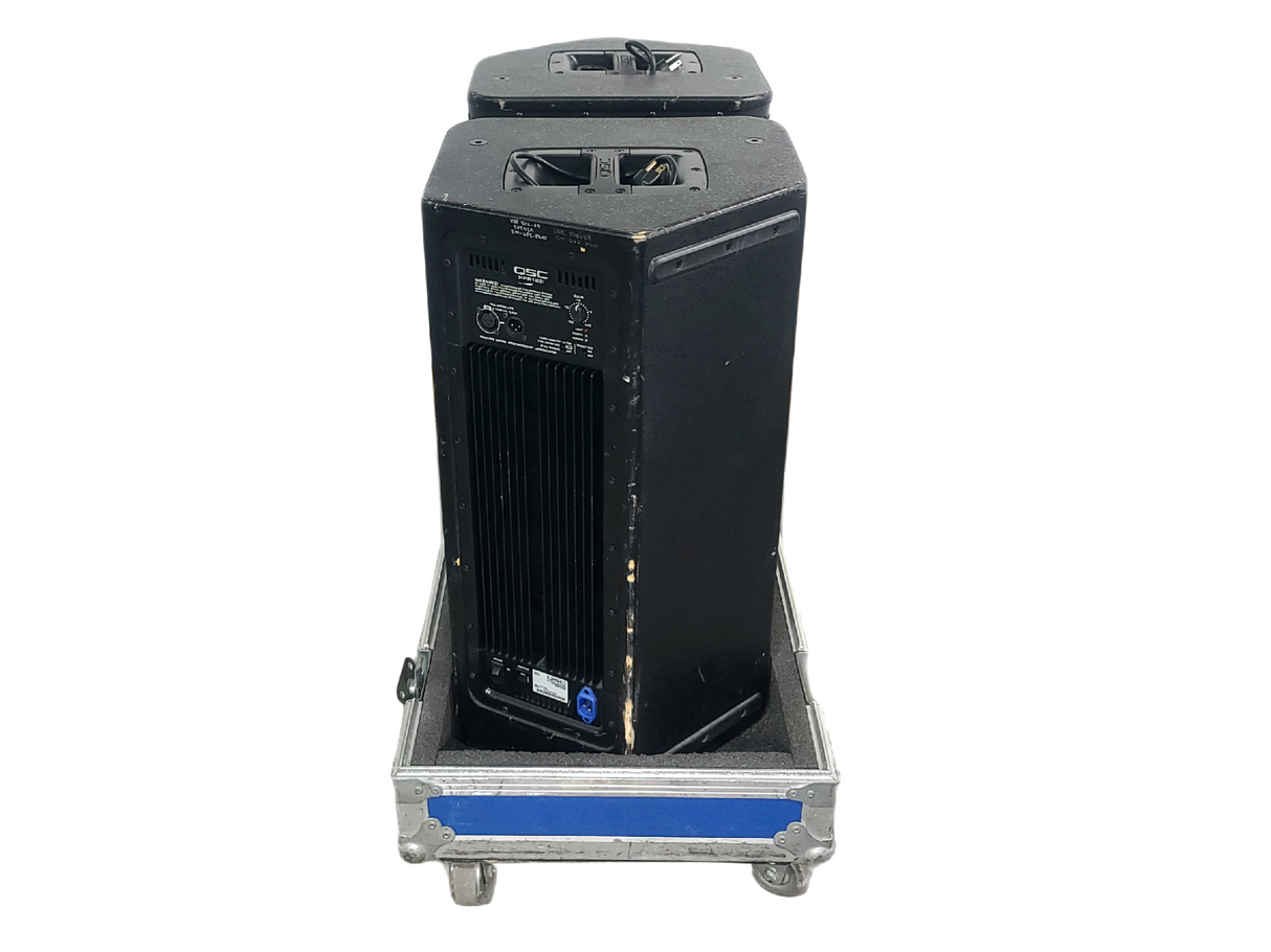 (2) QSC HPR122i 12" Two-Way Powered Speakers in Wheeled Road Case