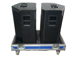 (2) QSC HPR122i 12" Two-Way Powered Speakers in Wheeled Road Case