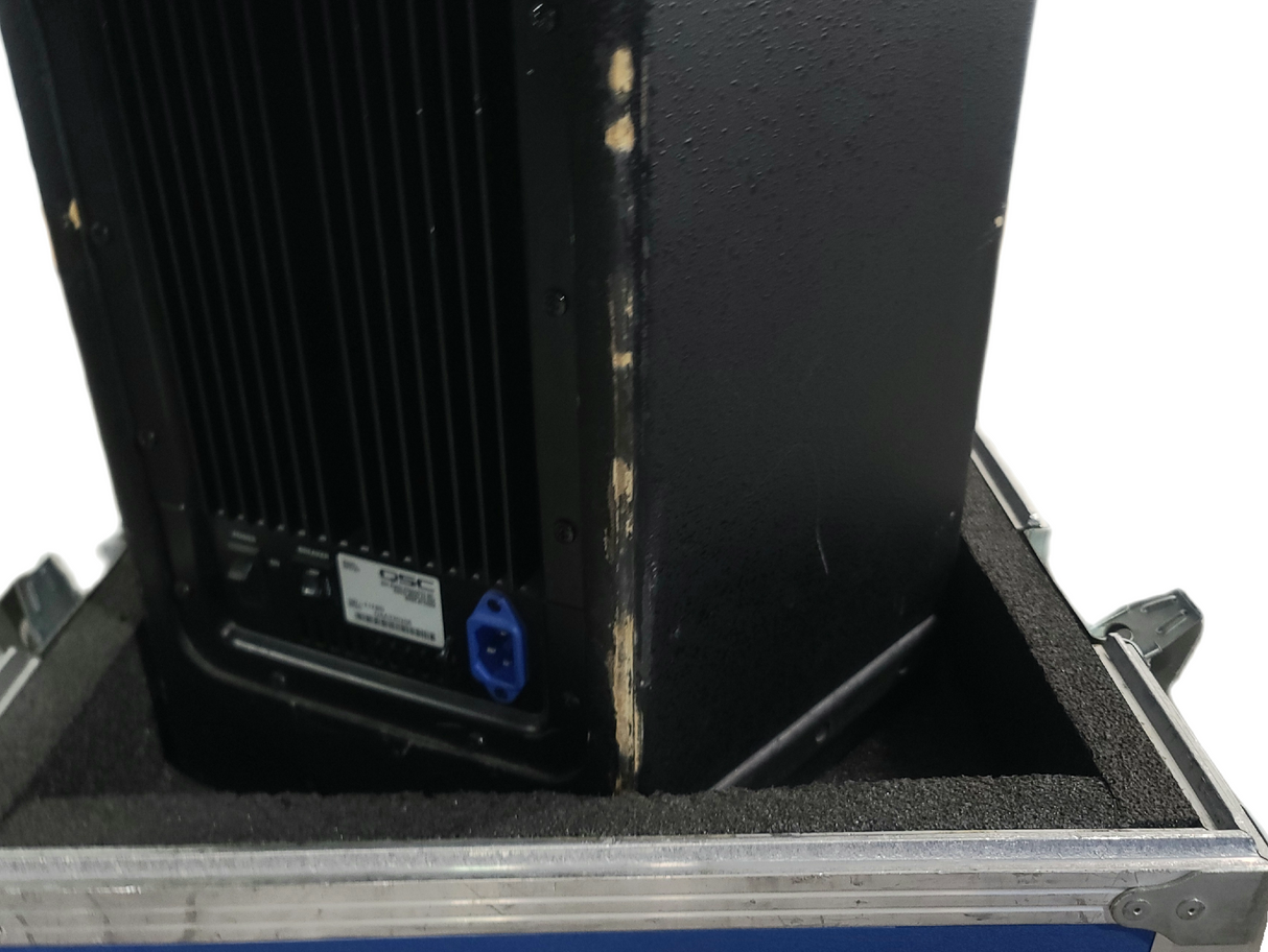 (2) QSC HPR122i 12" Two-Way Powered Speakers in Wheeled Road Case