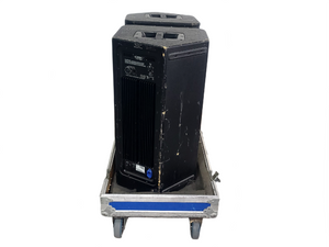 (2) QSC K12 Powered Speakers in Wheeled Road Case