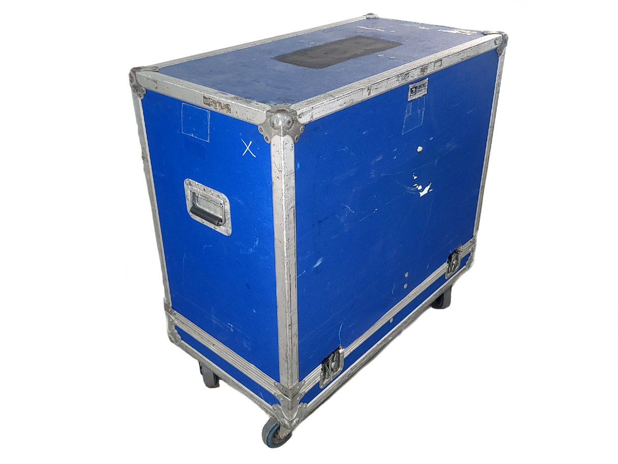 (2) QSC K12 Powered Speakers in Wheeled Road Case