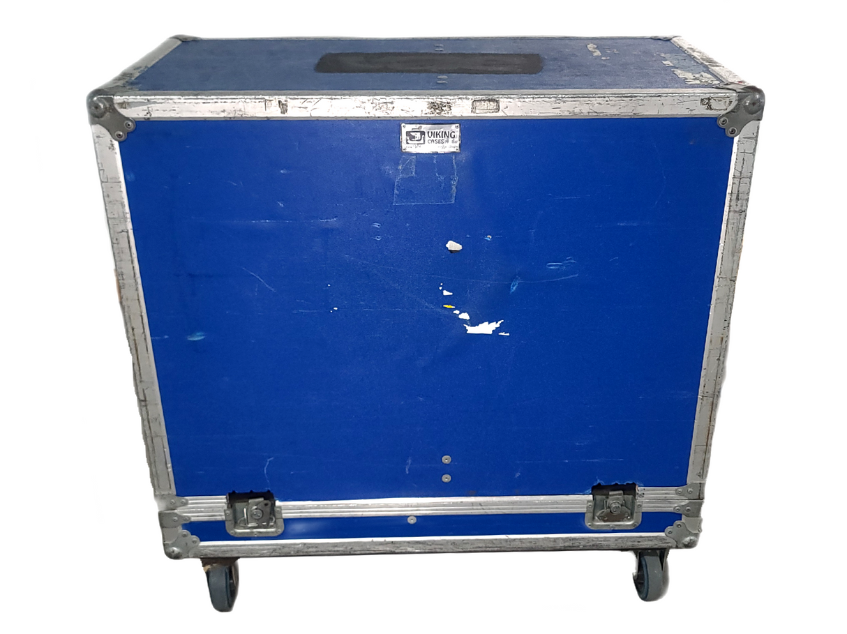(2) QSC K12 Powered Speakers in Wheeled Road Case