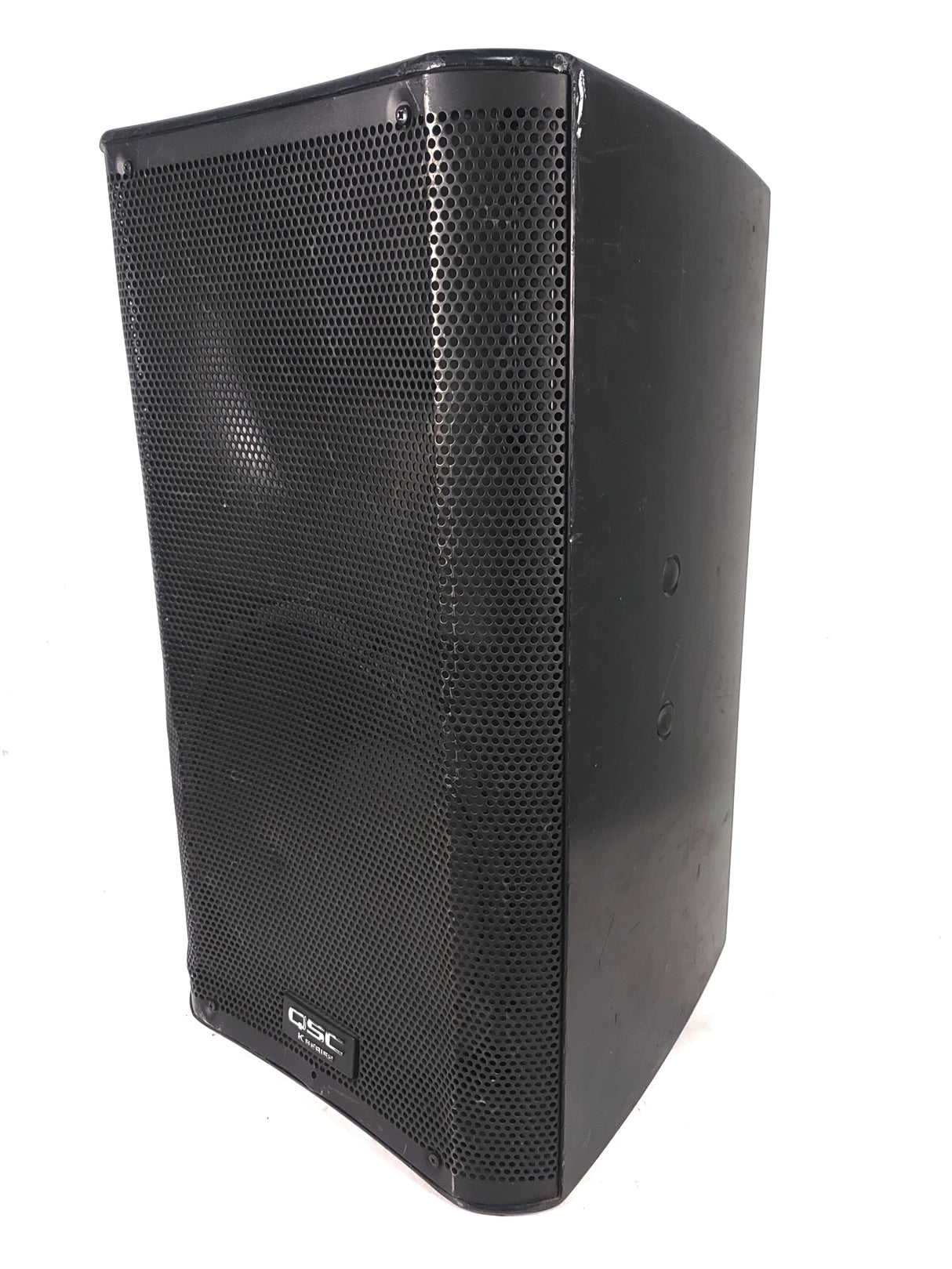 (2) QSC K12 Powered Speakers in Wheeled Road Case