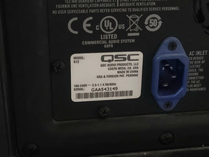 (2) QSC K12 Powered Speakers in Wheeled Road Case