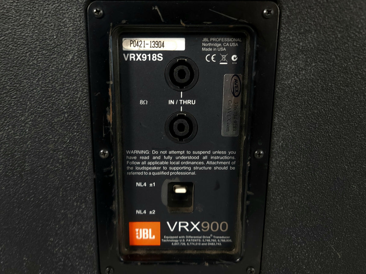 JBL VRX918S 18" Passive High Power Flying Subwoofer w/ Soft Cover