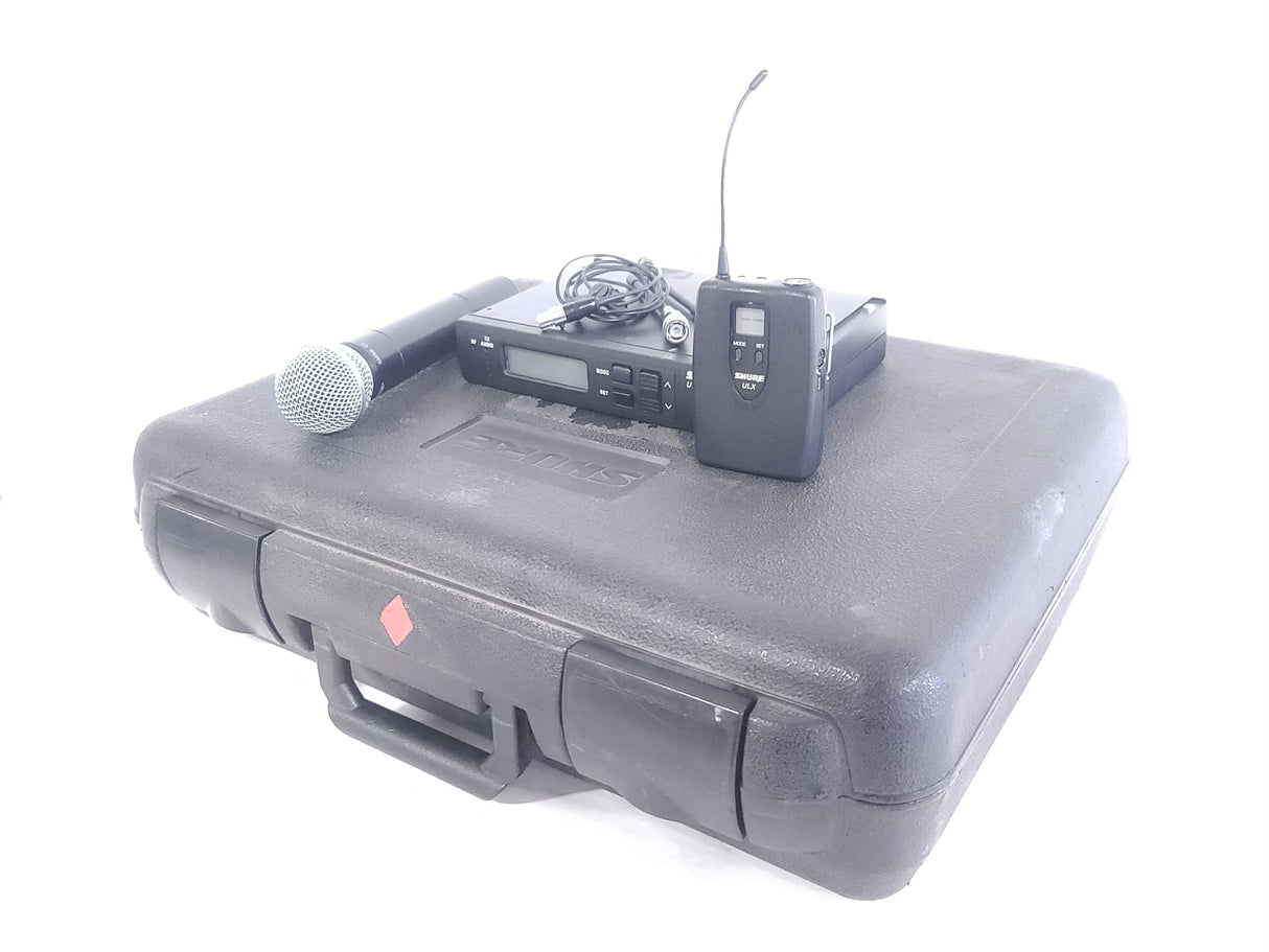 Shure ULXS4 Wireless Receiver Kit (J1: 554-590MHz) w/ ULX2 Handheld Transmitter w/ SM58 Mic Capsule, ULX1 Belt Pack, (2) Antennas, & PSU in Hard Carry Case