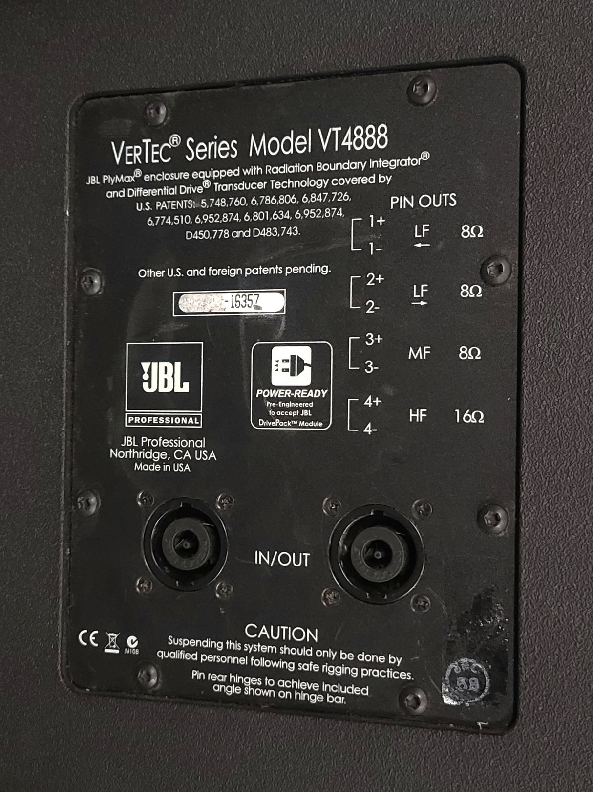 JBL VT4888 VerTec Series 3-Way Passive Line Array Speaker w/ Wheeled Dolly and Soft Cover