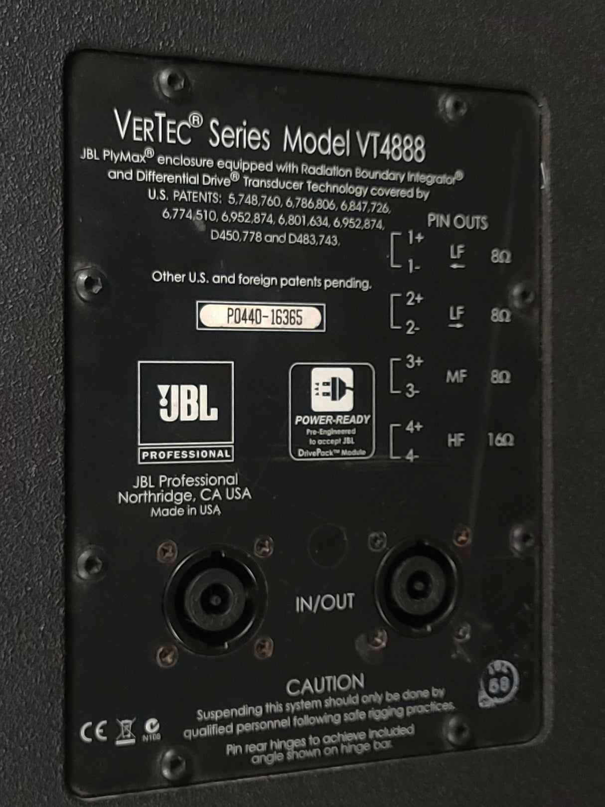 JBL VT4888 VerTec Series 3-Way Passive Line Array Speaker w/ Wheeled Dolly and Soft Cover