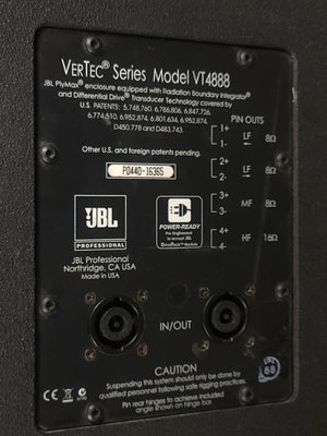 JBL VT4888 VerTec Series 3-Way Passive Line Array Speaker w/ Wheeled Dolly and Soft Cover