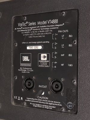 JBL VT4888 VerTec Series 3-Way Passive Line Array Speaker w/ Wheeled Dolly and Soft Cover