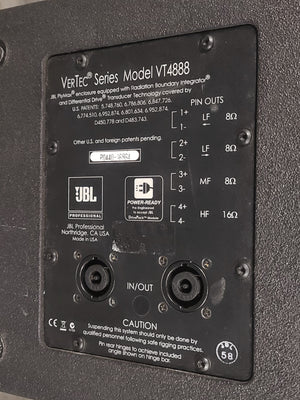 JBL VT4888 VerTec Series 3-Way Passive Line Array Speaker w/ Wheeled Dolly and Soft Cover