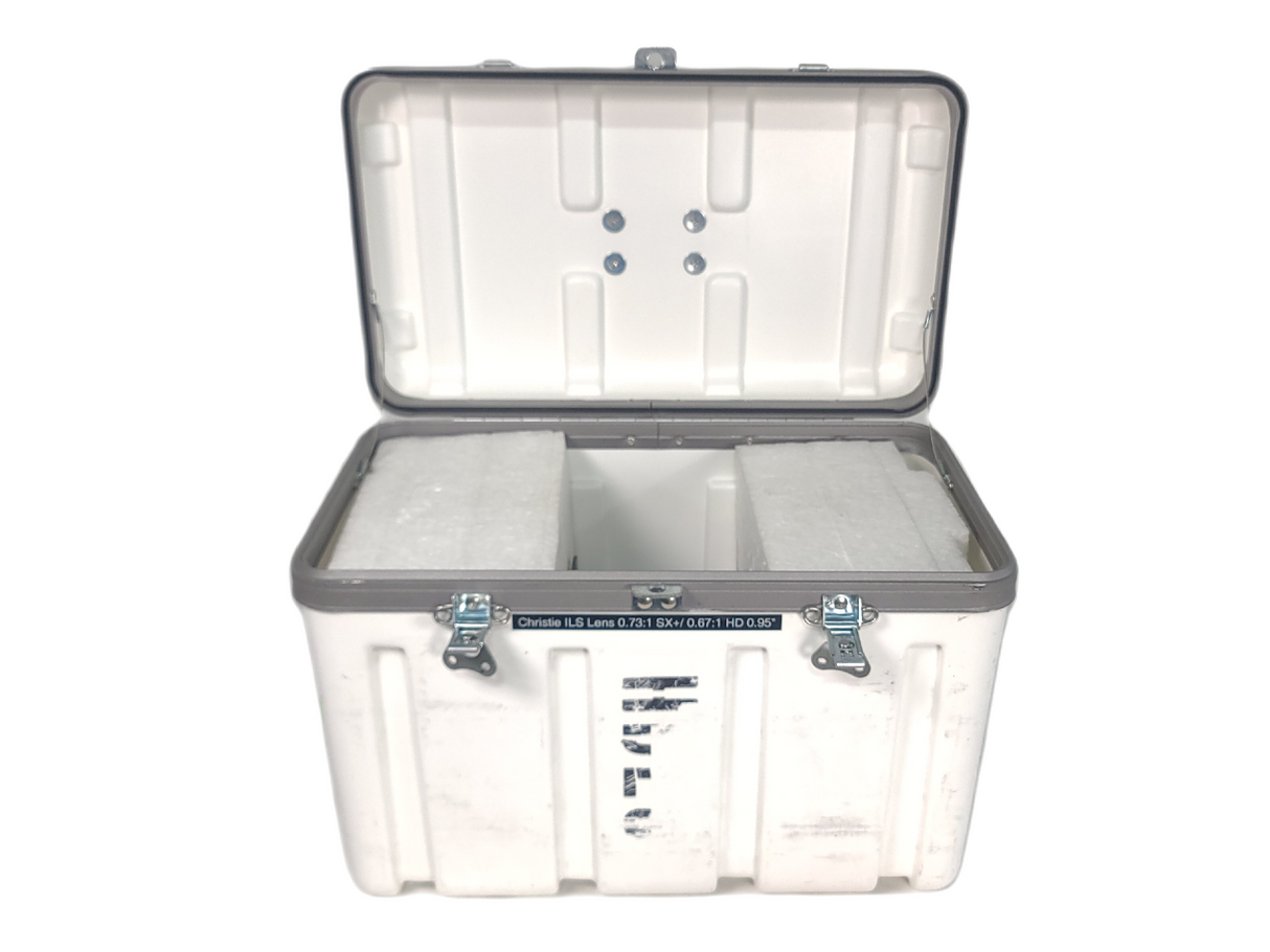 Christie 118-100110-XX ILS 3-Chip DLP Fixed Projector Lens, 0.73:1 SX+/ 0.67:1 HD 0.95" In Hard Carry Case