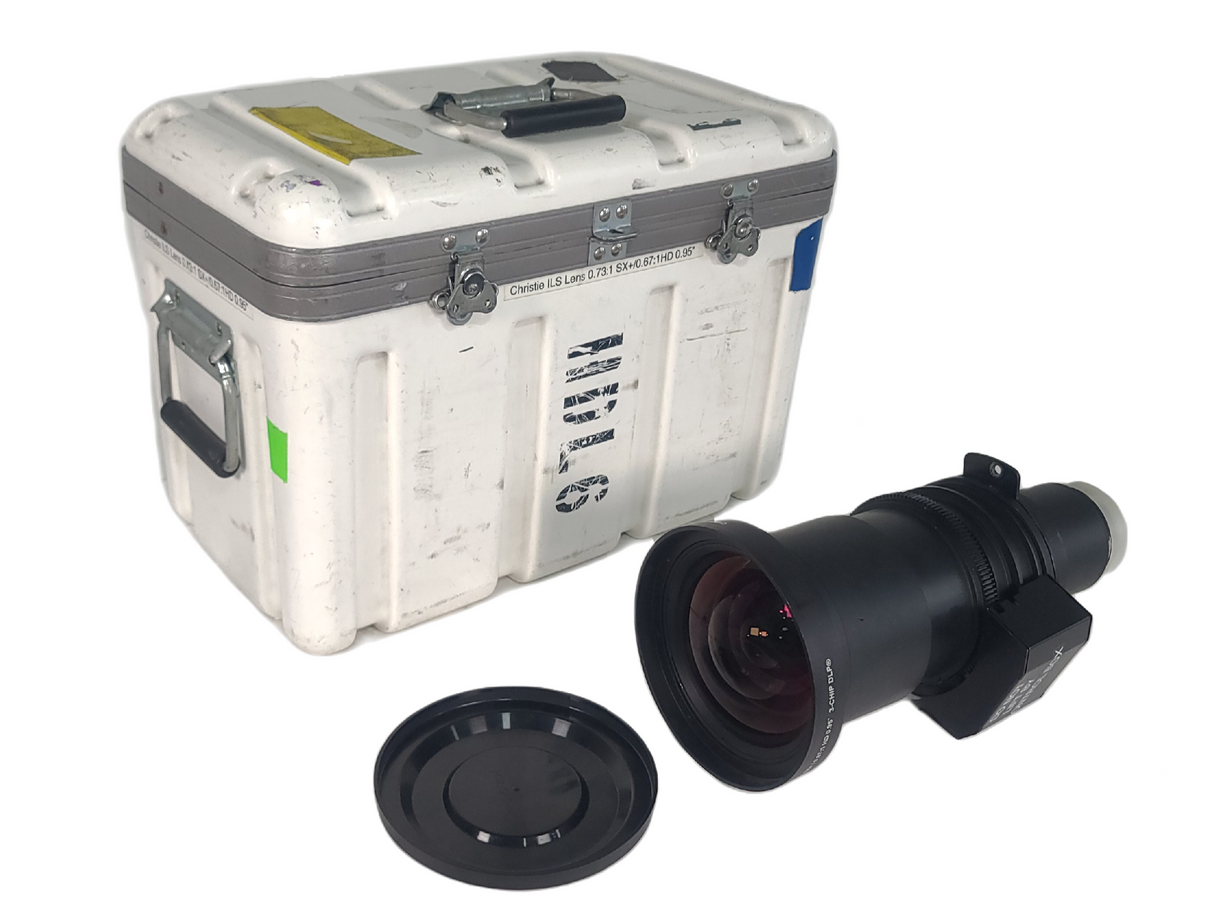 Christie 118-100110-XX ILS 3-Chip DLP Fixed Projector Lens, 0.73:1 SX+/ 0.67:1 HD 0.95" In Hard Carry Case