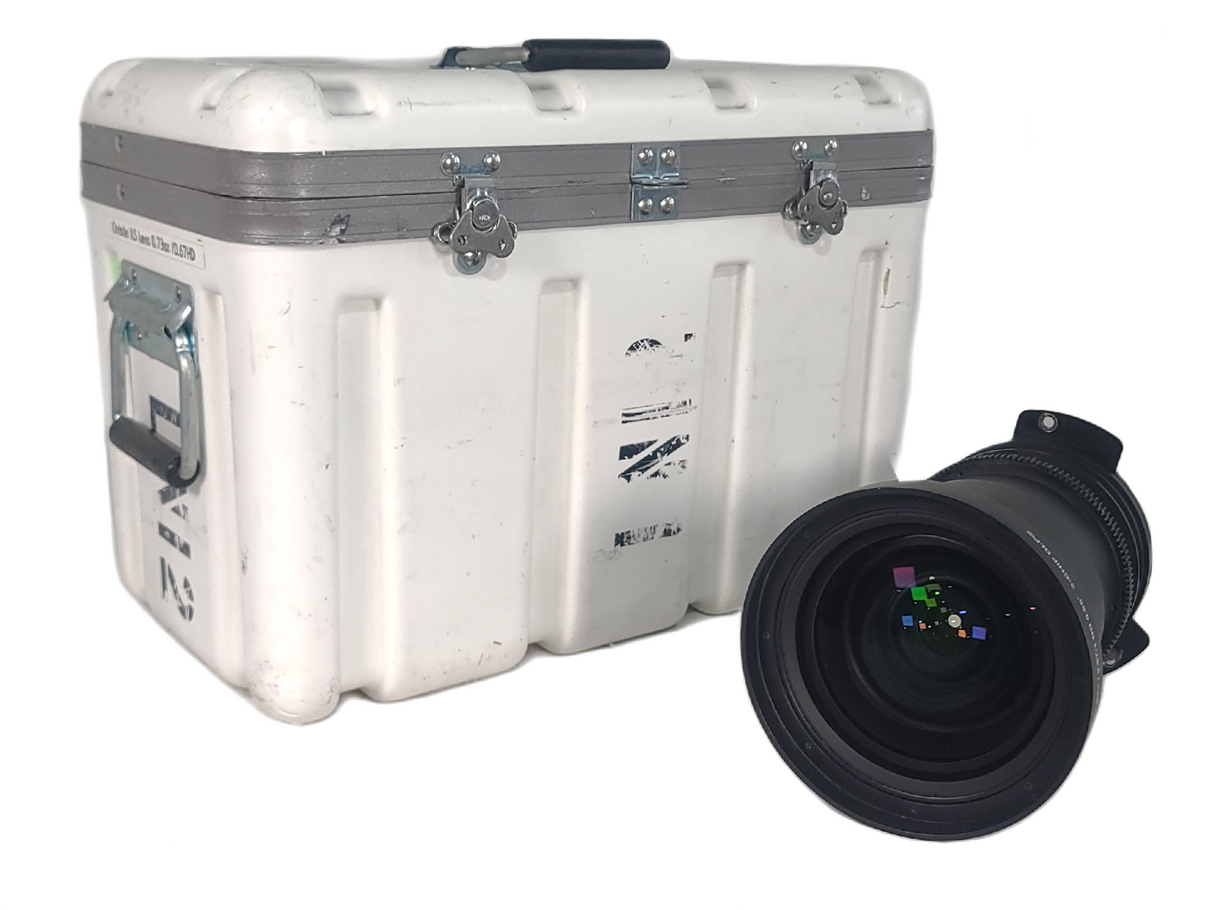 Christie 118-100110-XX ILS 3-Chip DLP Fixed Projector Lens, 0.73:1 SX+/ 0.67:1 HD 0.95" In Hard Carry Case