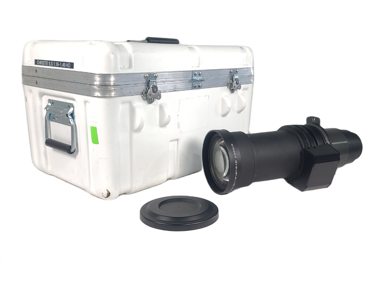 Christie 118-100111-XX ILS 3-Chip DLP Projector Lens, 1.25-1.6:1 SX+/ 1.16-1.49:1 HD 0.95" In Hard Carry Case