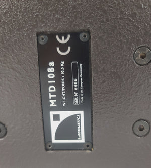 L-Acoustics MTD108a Passive 2-way Coaxial Loudspeaker w/ ETR8 Adjustable U Bracket