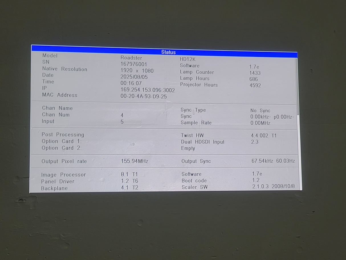 Christie Roadster HD12K 1080 HD 12000 Lumens 3-Chip DLP Digital Projector (Lamp Hours 686) w/ (2) Mounting Brackets, Remote and PSU Cable in Wheeled Road Case