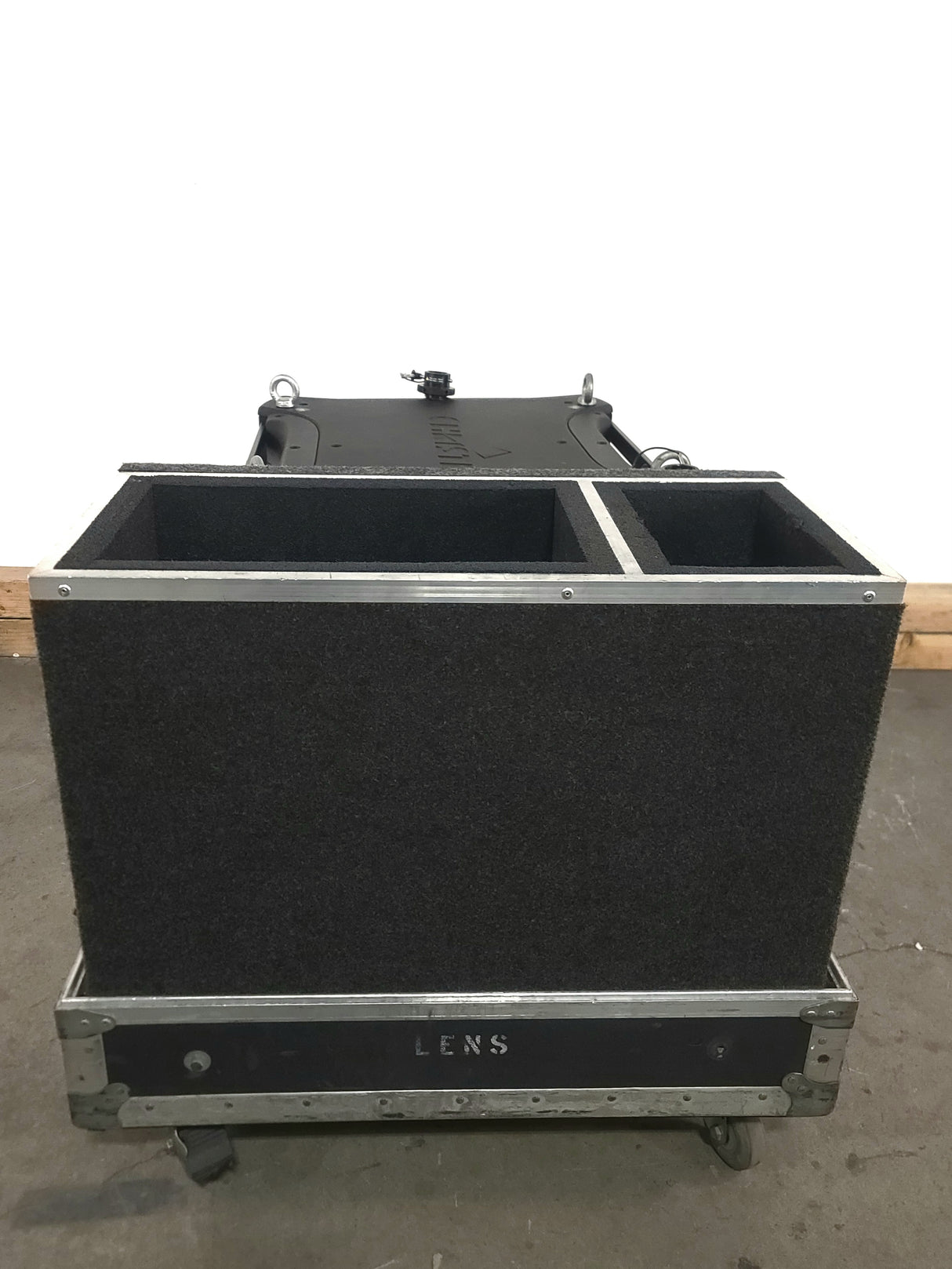 Christie Roadster HD12K 1080 HD 12000 Lumens 3-Chip DLP Digital Projector (Lamp Hours 686) w/ (2) Mounting Brackets, Remote and PSU Cable in Wheeled Road Case