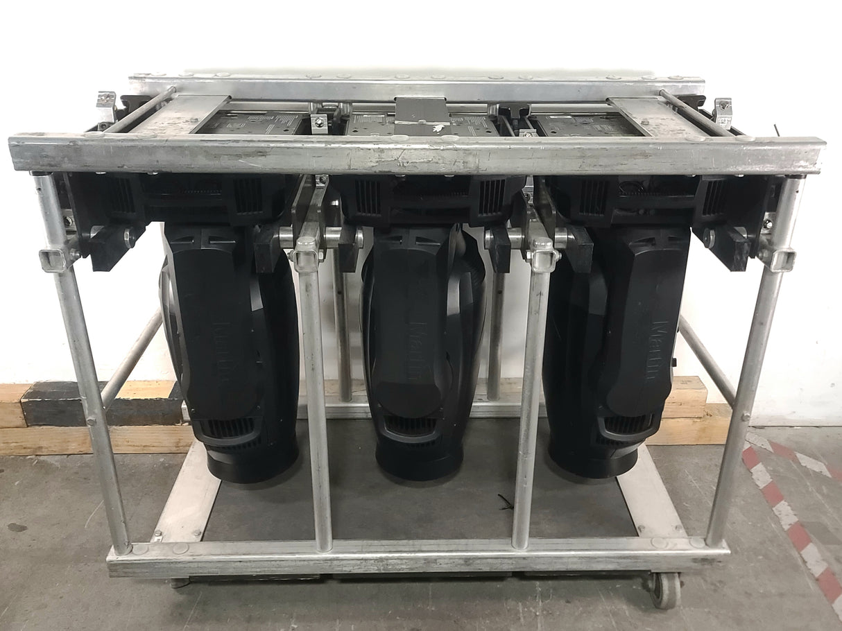 (3) Martin Viper Wash DX Moving Head Lights w/ Accessories in Steel Road Cage