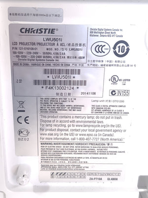 Christie LWU501i 3-Chip 5000 Lumen WUXGA LCD Conference Projector & Lens w/ Accessories