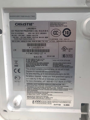 Christie LWU501i 3-Chip 5000 Lumen WUXGA LCD Conference Projector & ML-703 Lens w/ Accessories