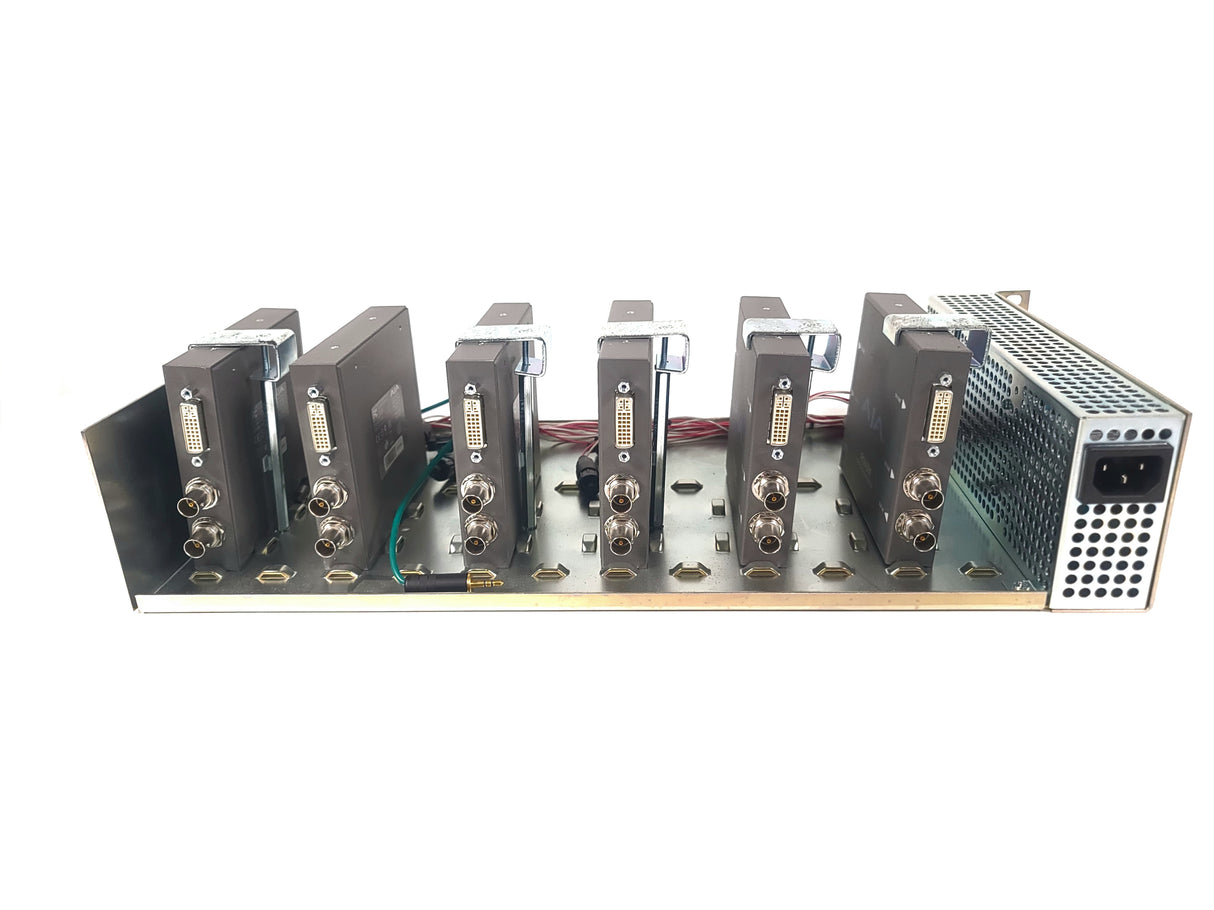 (6) AJA ROI-DVI Converters in Custom Power Rack Unit