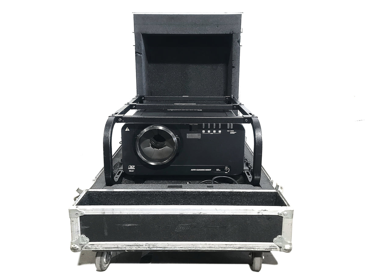 Panasonic PT-DZ12000U 12,000 Lumens WUXGA 3-Chip DLP Projector (Lamp Hours 1: 59, 2: 59, 3: 59, 4: 599) [NO LENS] in Wheeled Road Case