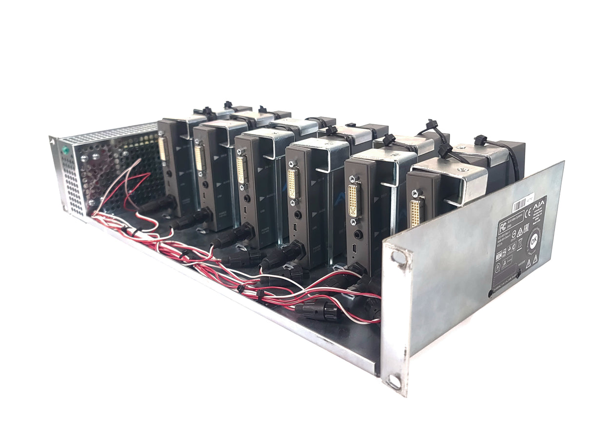 (6) AJA ROI-DVI Converters in Custom Power Rack Unit
