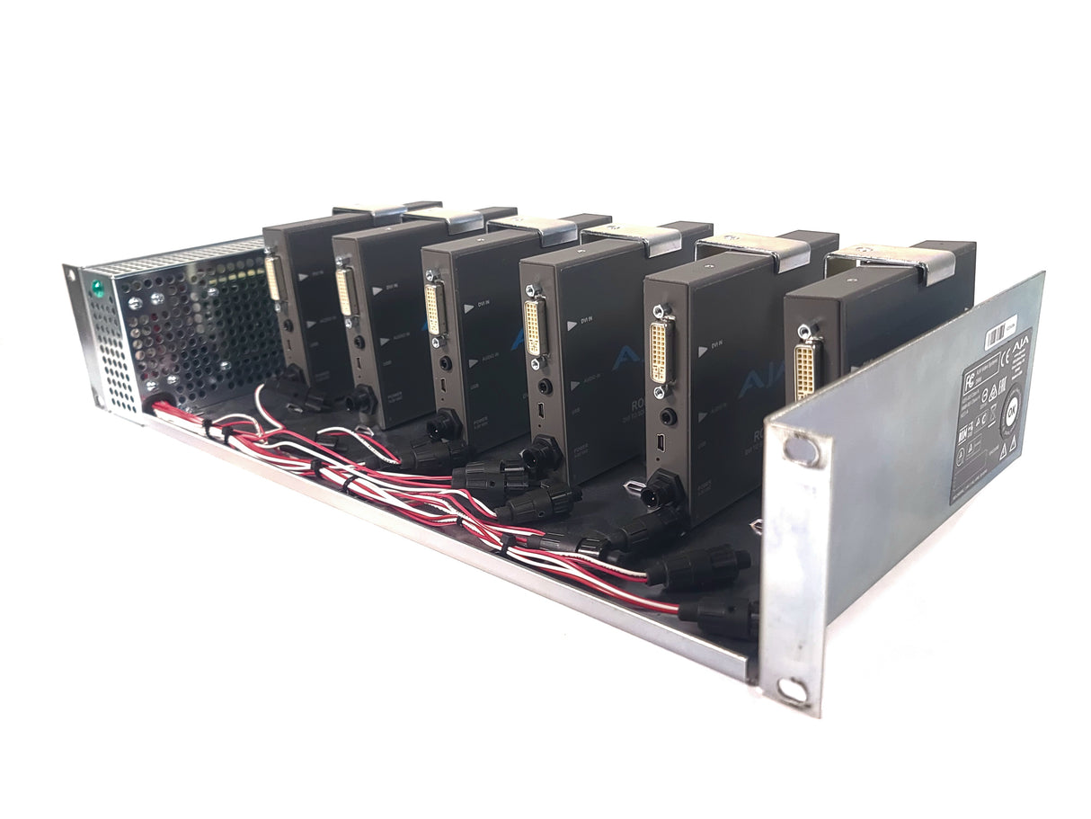 (6) AJA ROI-DVI Converters in Custom Power Rack Unit