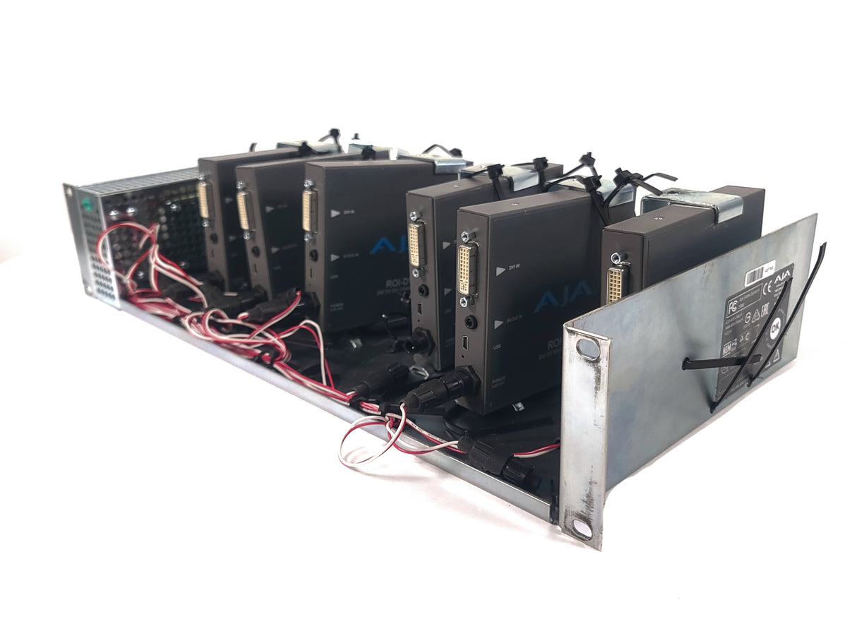 (6) AJA ROI-DVI Converters in Custom Power Rack Unit