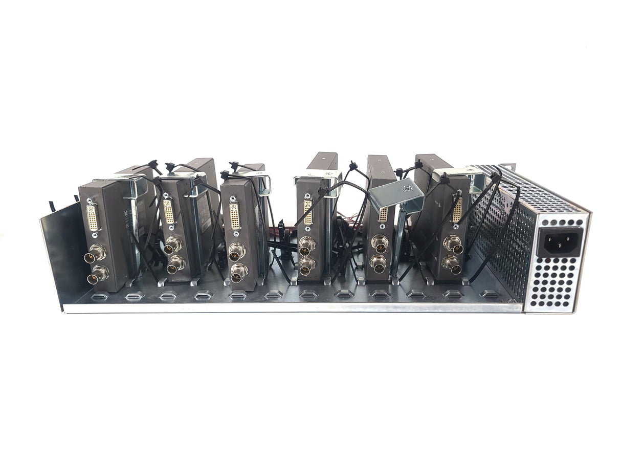 (6) AJA ROI-DVI Converters in Custom Power Rack Unit