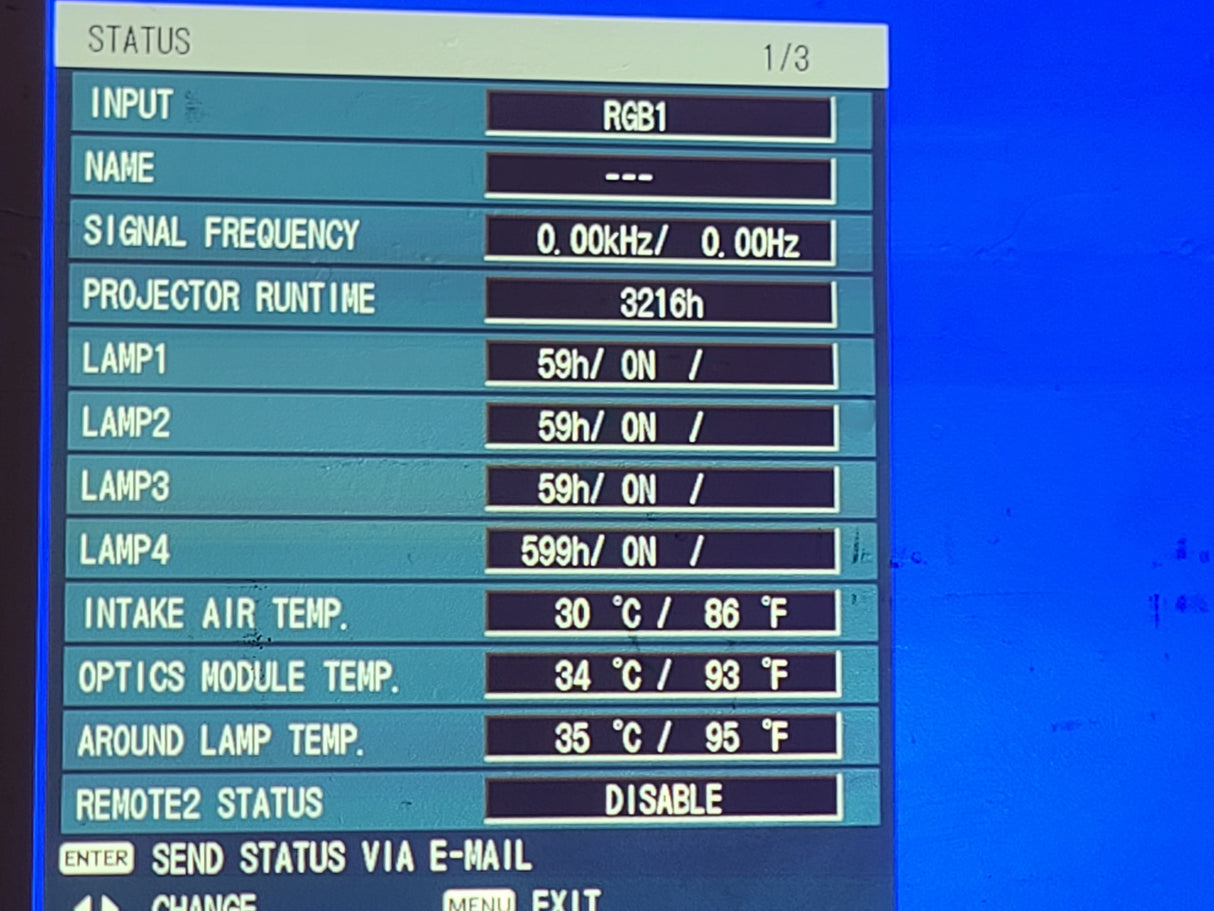 Panasonic PT-DZ12000U 12,000 Lumens WUXGA 3-Chip DLP Projector (Lamp Hours 1: 59, 2: 59, 3: 59, 4: 599) [NO LENS] in Wheeled Road Case