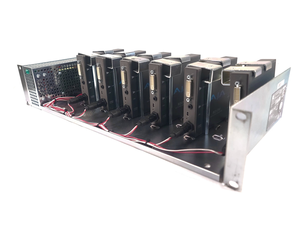 (6) AJA ROI-DVI Converters in Custom Power Rack Unit