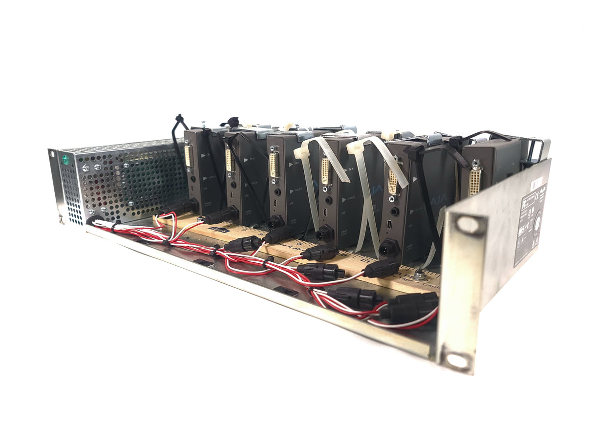 (6) AJA ROI-DVI Converters in Custom Power Rack Unit