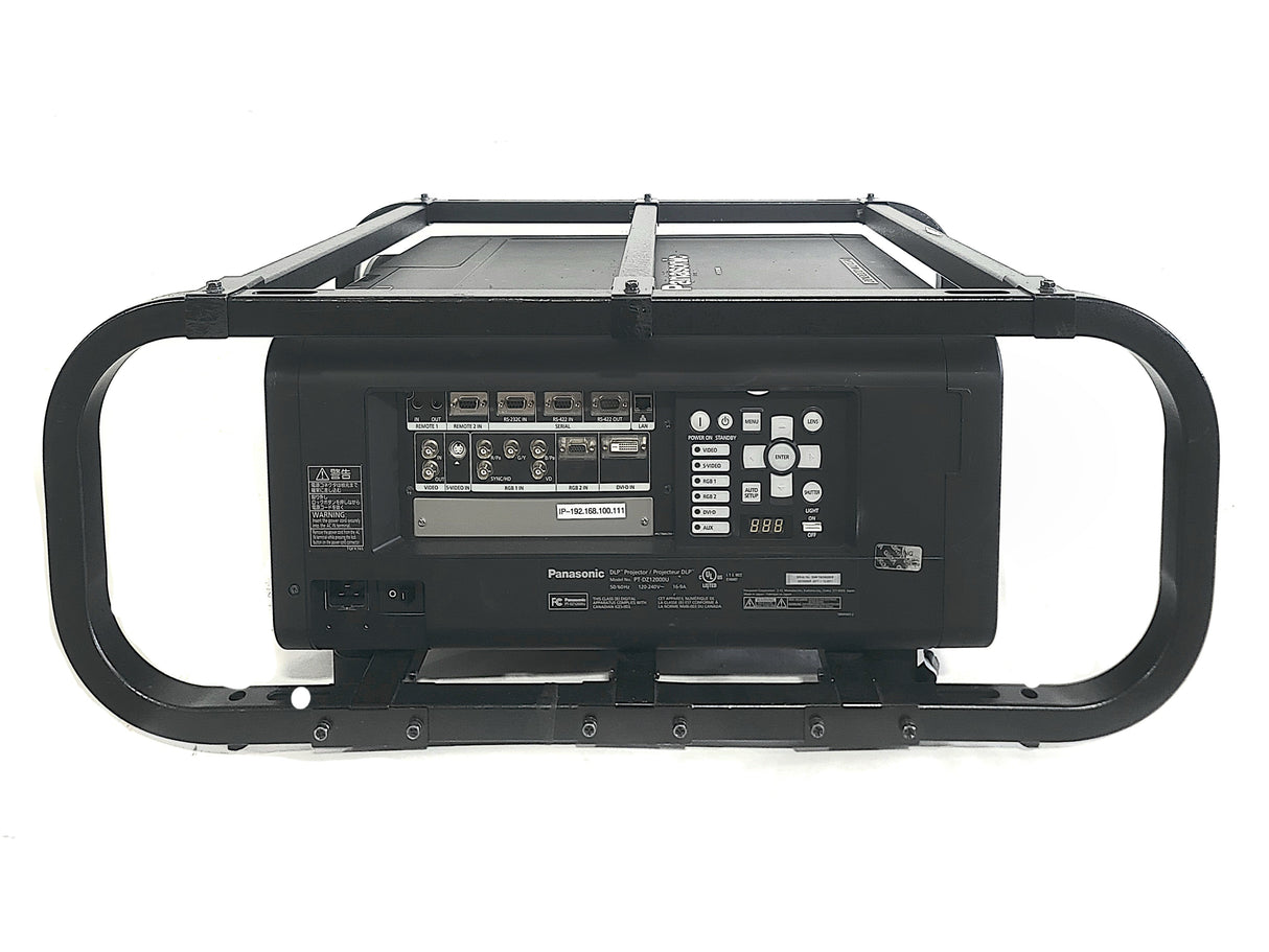 Panasonic PT-DZ12000U 12,000 Lumens WUXGA 3-Chip DLP Projector (Lamp Hours 1: 573, 2: 540, 3: 573, 4: 570) [NO LENS] in Wheeled Road Case