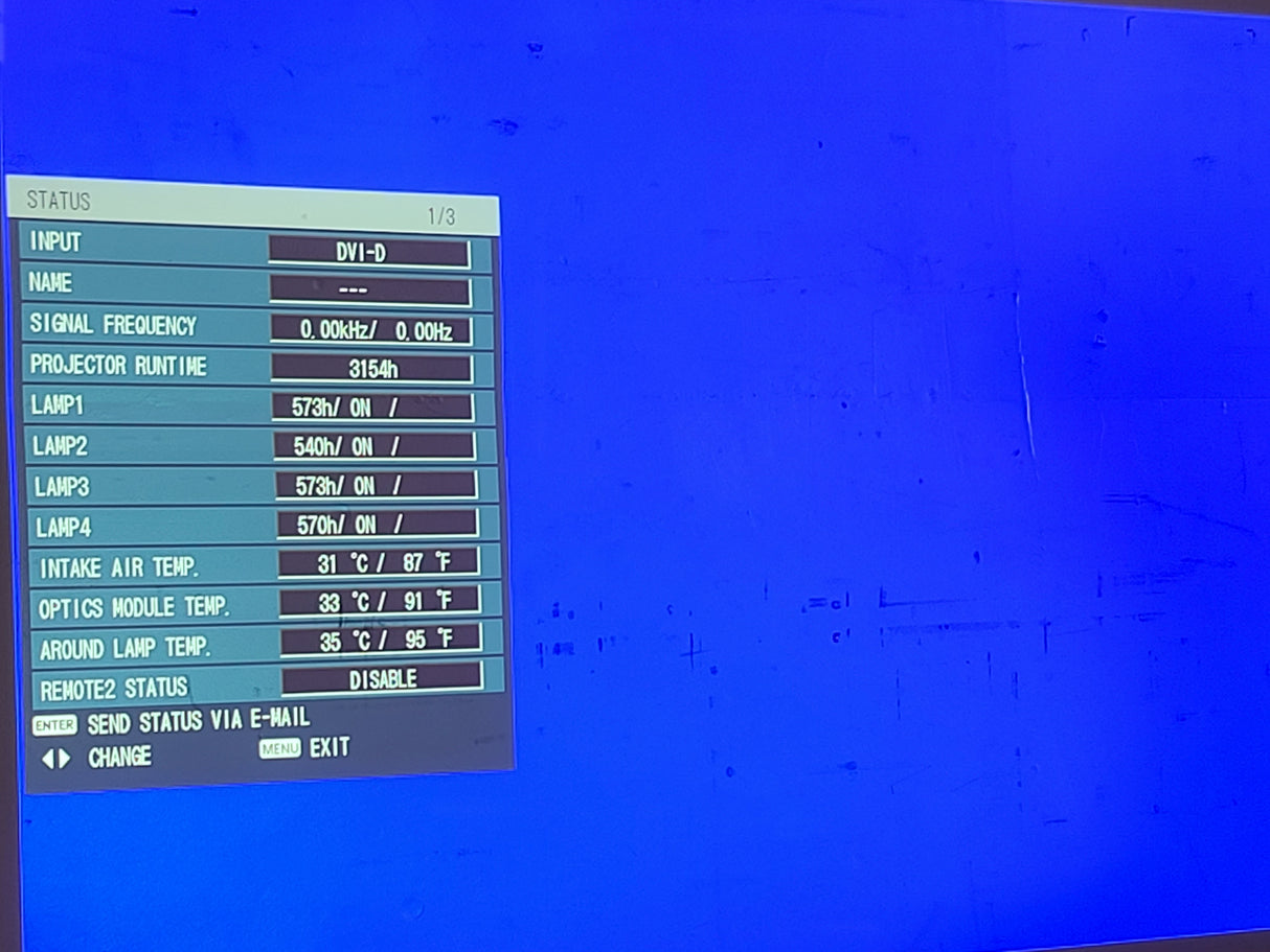 Panasonic PT-DZ12000U 12,000 Lumens WUXGA 3-Chip DLP Projector (Lamp Hours 1: 573, 2: 540, 3: 573, 4: 570) [NO LENS] in Wheeled Road Case