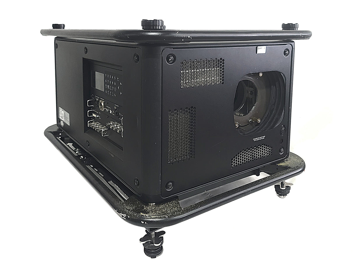 Barco HDX-W18 16,500 Lumens WUXGA 3-Chip DLP Projector (Lamp Hours 682) w/ (4) Mounting Brackets, Remote, Spare Lamp & PSU Cable in Wheeled Road Case [NO LENSE]