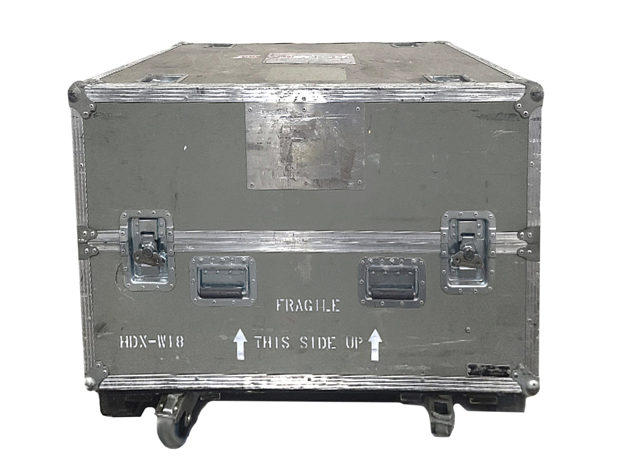 Barco HDX-W18 16,500 Lumens WUXGA 3-Chip DLP Projector (Lamp Hours 682) w/ (4) Mounting Brackets, Remote, Spare Lamp & PSU Cable in Wheeled Road Case [NO LENSE]