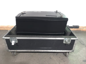 Barco FLM HD18 18,000 Lumens HD 3-Chip DLP Large Venue Projector (Lamp Hours 2200) w/ (4) Mounting Brackets, Remote & PSU Cable in Wheeled Road Case (NO LENS)