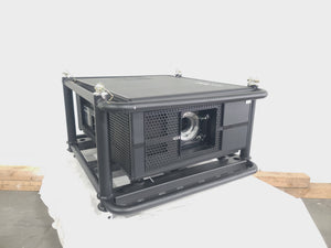 Barco RLS W12 11,000 Lumens WUXGA 1-Chip DLP (Lamp Hours 342 & 345) Large Venue Projector w/ (4) Mounting Clamps, Remote, Extra Lamp & PSU Cable in Wheeled Road Case (NO LENS)