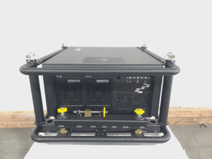 Barco RLS W12 11,000 Lumens WUXGA 1-Chip DLP (Lamp Hours 342 & 345) Large Venue Projector w/ (4) Mounting Clamps, Remote, Extra Lamp & PSU Cable in Wheeled Road Case (NO LENS)