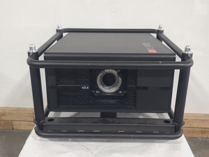 Barco RLS W12 11,000 Lumens WUXGA 1-Chip DLP (Lamp Hours 406 & 407) Large Venue Projector w/ (4) Mounting Clamps, Remote, Extra Lamp & PSU Cable in Wheeled Road Case (NO LENS)