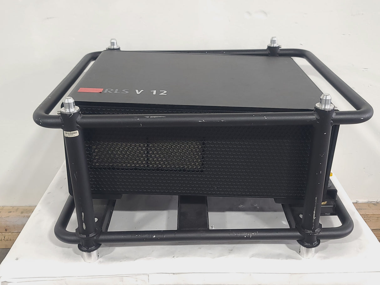 Barco RLS W12 11,000 Lumens WUXGA 1-Chip DLP (Lamp Hours 406 & 407) Large Venue Projector w/ (4) Mounting Clamps, Remote, Extra Lamp & PSU Cable in Wheeled Road Case (NO LENS)