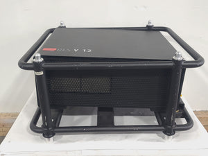 Barco RLS W12 11,000 Lumens WUXGA 1-Chip DLP (Lamp Hours 406 & 407) Large Venue Projector w/ (4) Mounting Clamps, Remote, Extra Lamp & PSU Cable in Wheeled Road Case (NO LENS)