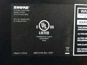 Shure P10T-G10 Wireless Transmitter (G10: 470-542MHz)