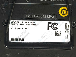 Shure P10R+ Diversity bodypack receiver (G10 Band: 470-542 MHz)