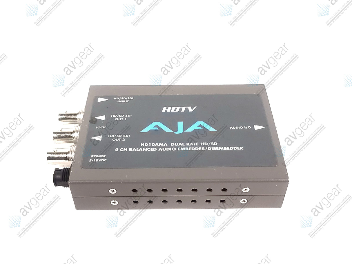 AJA HD10AMA HD/SD-SDI 4 Channel Analog Audio Embedder/Disembedder w/ Breakout Cable